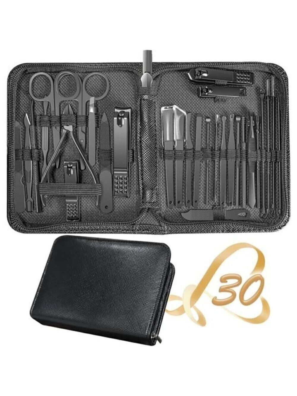 Manicure 30 n 1 Nail Clipper Set Fingernail Toenail Tool Pedicure Manicure BLACK